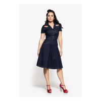 QUEEN KEROSIN SWING DENIM DRESS DARK BLUE