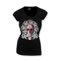 KK LONGSHIRT FLOWER SKULL BLACK