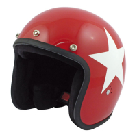 BANDIT STAR JET HELMET, RED W/WHITE STAR