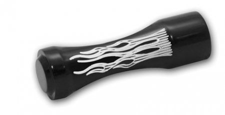 BLACK FLAT TOP BILLET TOE PEG W/FLAMES, EA. /DISCONTINUED