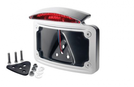 CHROME HOT-SHOT CURVED LICENSE PLATE MOUNT WITH LED TAIL