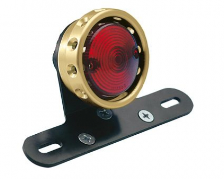 RETRO DRILLED LED TAILLIGHT, BLACK/BRASS, WITH B