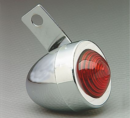 CHROME BULLET LIGHTS WITH BRACKET, RED LENS