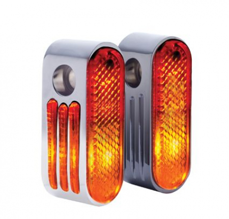 MARKER LIGHTS, CHROME WITH RED LENS, SINGLE BULB