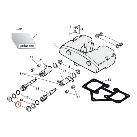 COLONY, ROCKER SHAFT END PLUG SET. HEX STYLE. CHROME