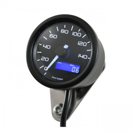 VELONA 60MM ELECTRONIC SPEEDOMETER 140MPH/KMH, BLACK