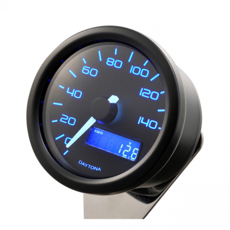 VELONA 60MM ELECTRONIC SPEEDOMETER 140MPH/KMH, BLACK