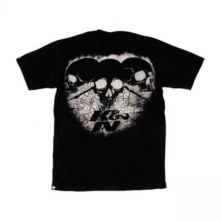 T-SHIRT 3 SKULLS ON BLACK