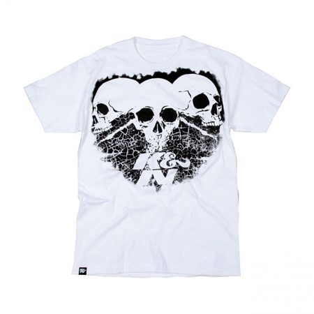 T-SHIRT; 3 SKULLS BLACK ON WHITE