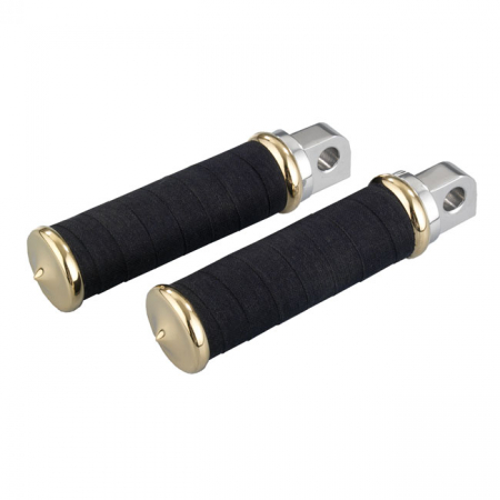 K-TECH, FABRIC TAPE RIDER FOOT PEGS. POLISHED & BRASS