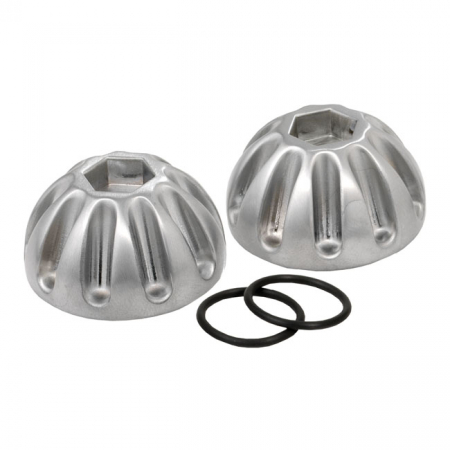 K-TECH, KNUCKLE ROCKER NUTS. FINNED, SATIN CHROME FINISH