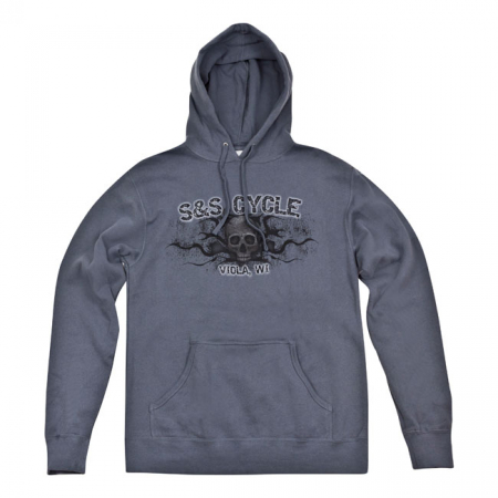 S&S HOODIE, SKULL, GREY, M