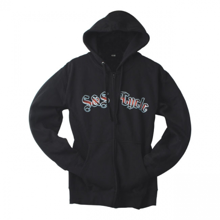 S&S ZIP UP HOODIE, LOGO, BLACK, M