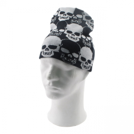 BEANIE BLACK/WHITE SKULLS