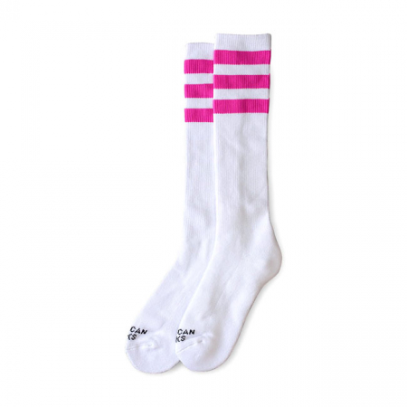 AMERICAN SOCKS KNEE HIGH PINK LAVIGNE, TRIPLE PINK STRIPED