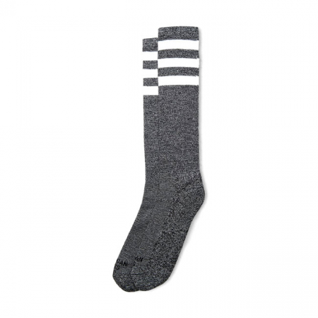 AMERICAN SOCKS KNEE HIGH WHITE NOISE, TRIPLE WHITE STRIPED