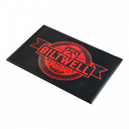 BILTWELL BULLDOG FLOOR MAT BLACK/RED - 36"X24"