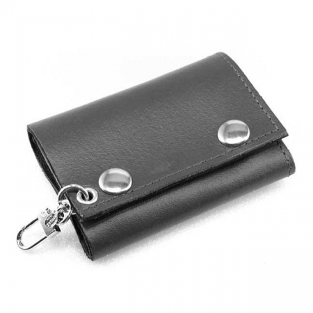 AMIGAZ BLACK LEATHER FULL GRAINTRIFOLD WALLET