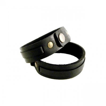 AMIGAZ BLACK LAYERED LEATHER STRAP BRACELET