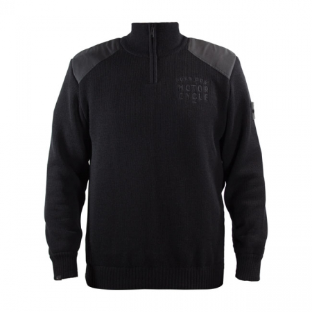 JOHN DOE KNIT ZIP PULLOVER SMALL LOGO BLACK