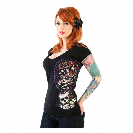 LUCKY 13 SHADOW LADY T-SHIRT BLACK