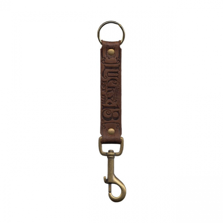 LUCKY 13 MGF CO LEATHER EMBOSSED KEYCHAIN BROWN