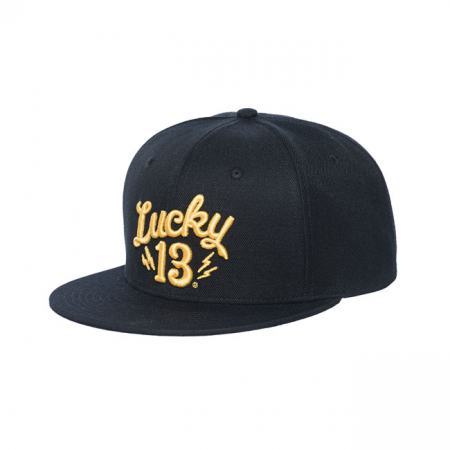 LUCKY 13 SHOCKER SNAPBACK CAP BLACK WITH YELLOW LOGO