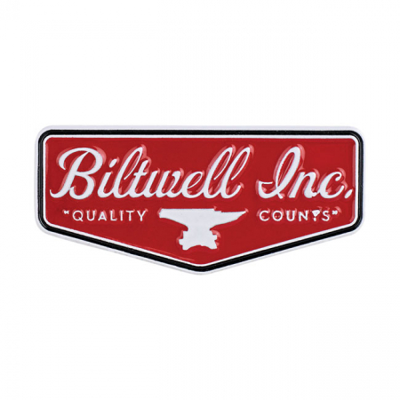 BILTWELL ENAMEL PIN SHIELD RED/WHITE