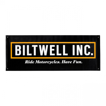 BILTWELL RMHF SHOP BANNER BLACK/WHITE/ORANGE