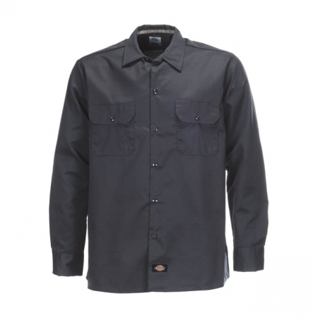 DICKIES LONG SLEEVE WORK SHIRT SLIM CHARCOAL GREY