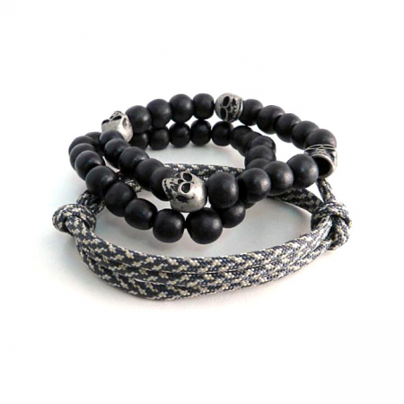 AMIGAZ PARACORD & SKULL BEAD BRACELET SET