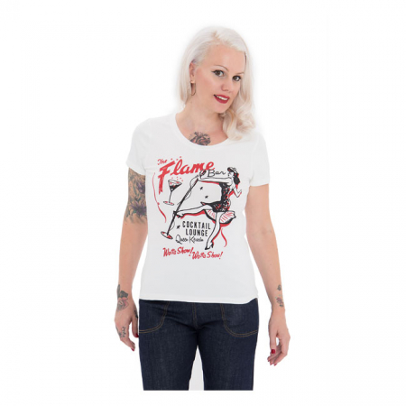 QUEEN KEROSIN FLAME BAR T-SHIRT WHITE