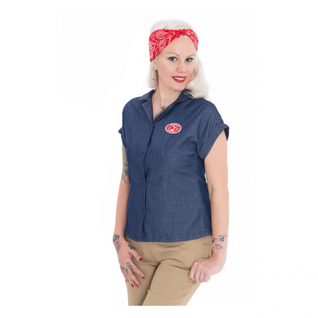 QUEEN KEROSIN QUEENS GARAGE WORKSHIRT DARK BLUE