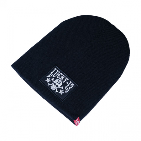 LUCKY 13 SKULL STARS PATCH BEANIE BLACK