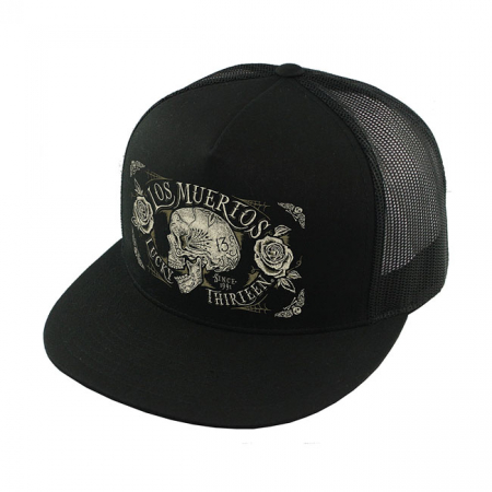 LUCKY 13 THE DEAD SKULL SNAPBACK TRUCKER CAP POPLIN MESH