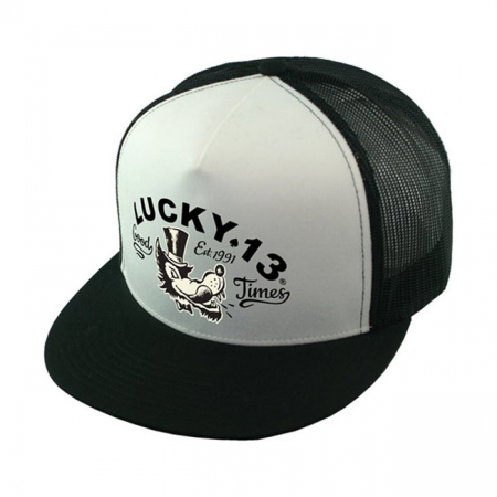 LUCKY 13 MR. WOLF SNAPBACK TRUCKER CAP POPLIN MESH