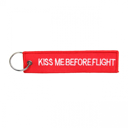 KISS ME BEFORE FLIGHT KEYCHAIN RED