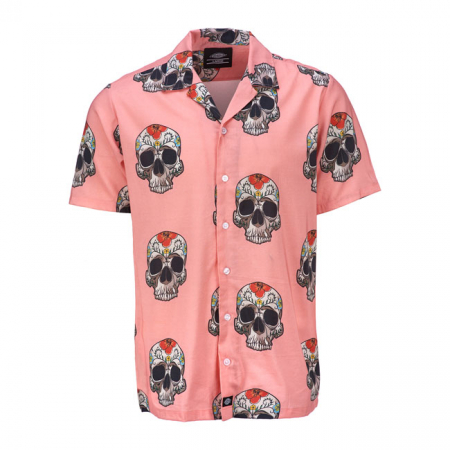 DICKIES BLOSSVALE REVERE COLLAR SHIRT FLAMINGO