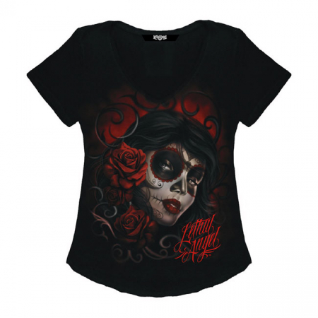 LT RED CATRINA T-SHIRT BLACK