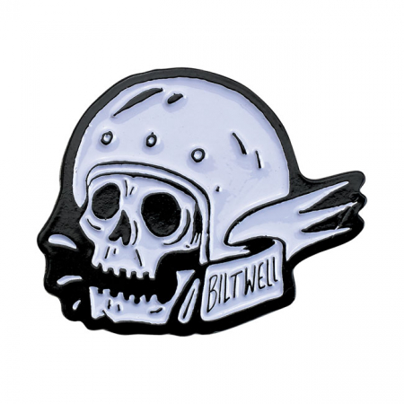 BILTWELL ENAMEL PIN SKULL WHITE/BLACK