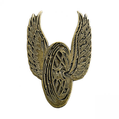 Biltwell enamel pin Winged wheel antique weathered