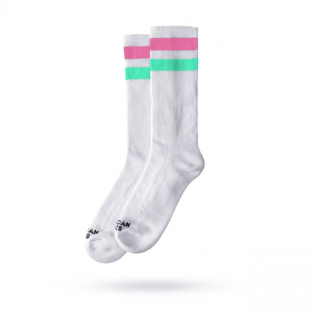 AMERICAN SOCKS MID HIGH VICE CITY GREEN/PINK STRIPED