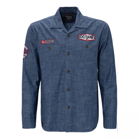 KING KEROSIN OCTANE LONGSLEEVE WORKSHIRT MID BLUE