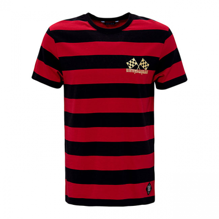 KING KEROSIN HOT ROD STRIPED T-SHIRT BLACK/RED