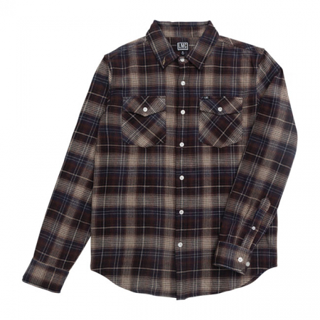 LOSER MACHINE LOGAN PLAID FLANNEL SHIRT BROWN