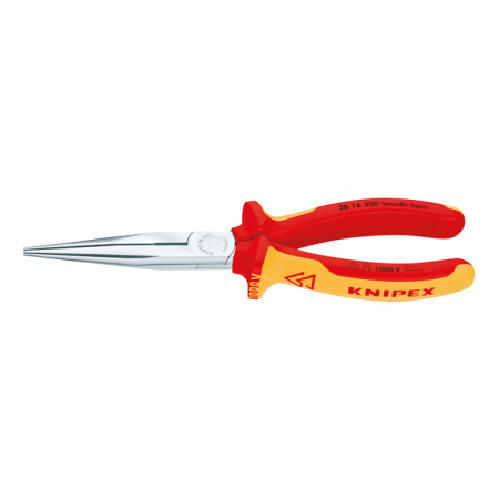 KNIPEX SNIPE NOSE PLIERS WITH SIDE CUTTER 200MM VDE