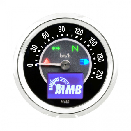 MMB 48MM ELECTRONIC SPEEDOMETER TARGET 220KMH CHROME