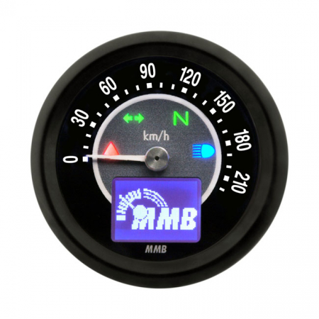 MMB 48MM ELECTRONIC SPEEDOMETER TARGET 220KMH BLACK