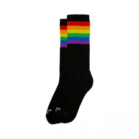 AMERICAN SOCKS MID HIGH RAINBOW PRIDE BLACK RAINBOW STRIPED