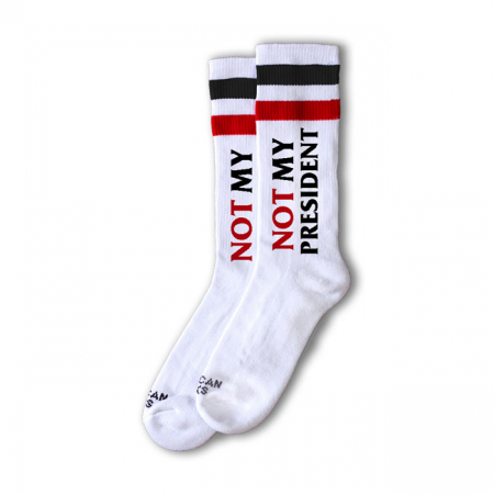 AMERICAN SOCKS MID HIGH NOT MY PRESIDENT, WHITE/BLACK/RED